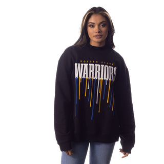 Golden State Warriors Unisex Drip Crew Fleece - Black