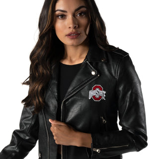 Ohio State Buckeyes Faux Leather Moto Jacket